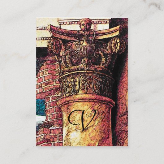 CLASSIC MONOGRAM 2 helder rood geel, goud metaalac Visitekaartje (Achterkant)