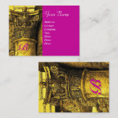 CLASSIC MONOGRAM 2 heldere rode gele fuchsie Visitekaartje (Voorkant / Achterkant)