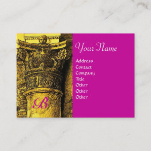 CLASSIC MONOGRAM 2 heldere rode gele fuchsie Visitekaartje