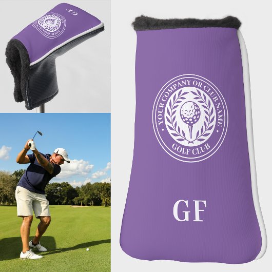 Classic Monogram Aangepaste Naam Paarse Putter Golfheadcover