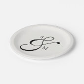 Classic Monogram Ampersand Wedding White Papieren Bordje (Gekanteld)