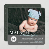 Classic Monogram Baby Boy Aankondiging (Voorkant / Achterkant)