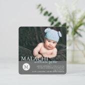 Classic Monogram Baby Boy Aankondiging (Staand voorkant)