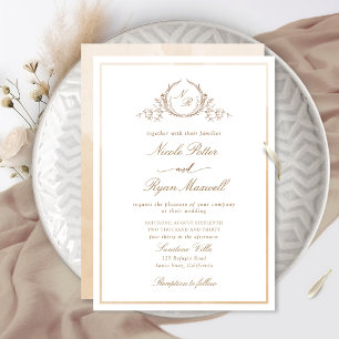 Classic Monogram Beige Cream Waterverf Weddenschap Kaart