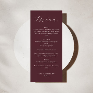 Classic Monogram Burgundy Script Weddenschap Menu