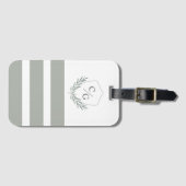 Classic Monogram Crest en Stripes Sage Green Bagagelabel (Voorkant (horizontaal))