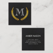 Classic Monogram Decorative Elements Faux Leather Vierkante Visitekaartje (Voorkant / Achterkant)