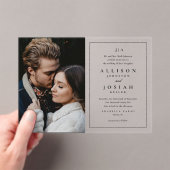 Classic Monogram Elegant Photo Wedding Acryl Uitnodigingen (Insitu (Draagbaar))