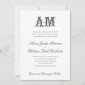 Classic monogram elegant vintage bruiloft kaart (Voorkant)