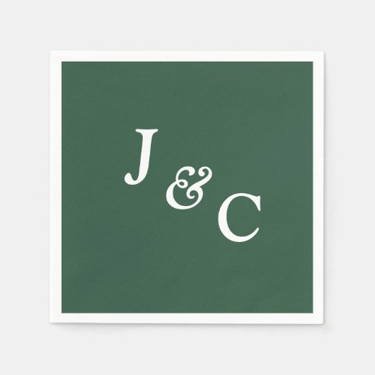 Classic Monogram Emerald Green Wedding Napkin Servet (Voorkant)