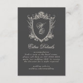 Classic Monogram Formal Floral Crest Wedding Informatiekaartje (Voorkant)