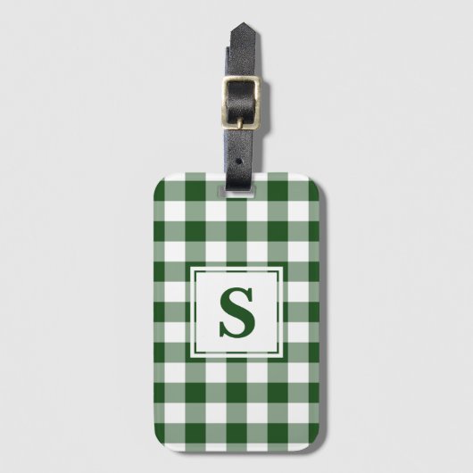 Classic Monogram Green White Buffalo Check Patroon Bagagelabel (Voorkant (verticaal))