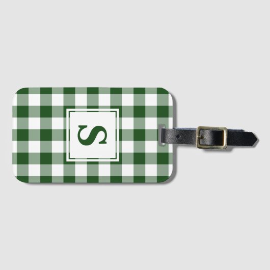 Classic Monogram Green White Buffalo Check Patroon Bagagelabel (Voorkant (horizontaal))