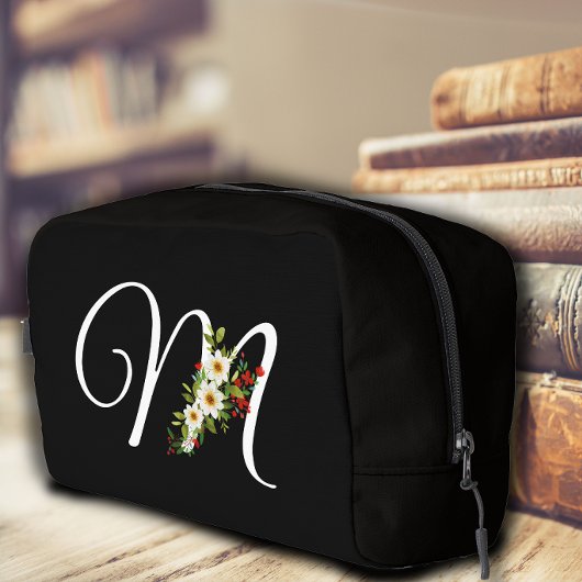 Classic monogram  initial red flower mother gift toilettasje