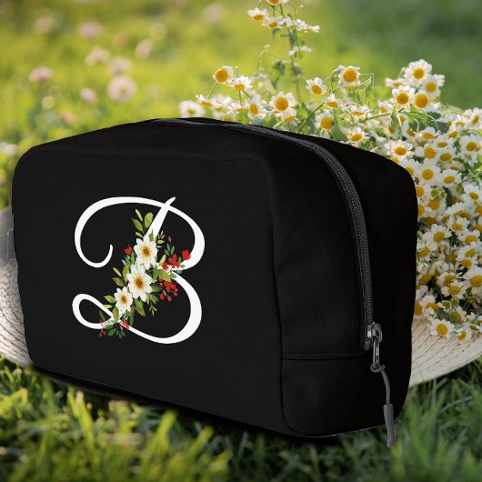 Classic monogram  initial white flower mother gift toilettasje