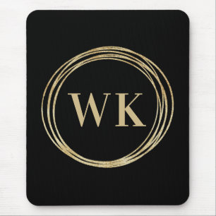 Classic Monogram Logo Zwart Goud Business Muismat
