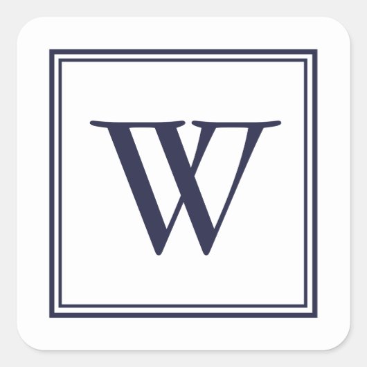 Classic Monogram met rand vierkante Stickers (Voorkant)