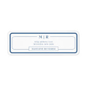 Classic Monogram Navy Blue Border Address Etiket (Voorkant)