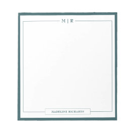 Classic Monogram Smoke Green Border Stationery Notitieblok
