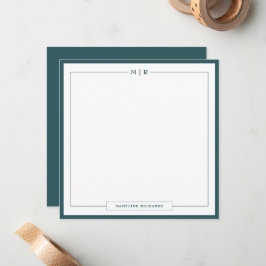 Classic Monogram Smoke Green Border Stationery Notitiekaartje
