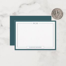 Classic Monogram Smoke Green Border Stationery Notitiekaartje