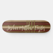 CLASSIC MONOGRAM STRIPE LINE PATTERN RED BROWN SKATEBOARD (Horizontaal)