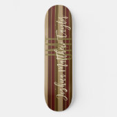 CLASSIC MONOGRAM STRIPE LINE PATTERN RED BROWN SKATEBOARD (Voorkant)