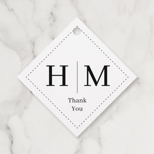 Classic Monogram Wedding Border line Bedankjes Labels (Achterkant)