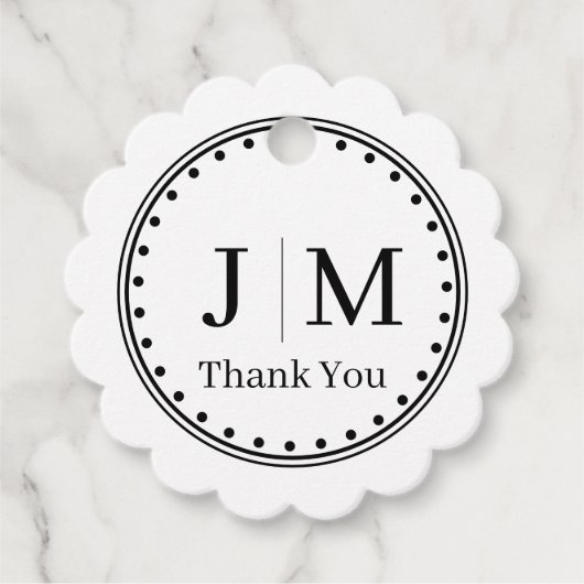 Classic Monogram Wedding Border line Bedankjes Labels (Voorkant)
