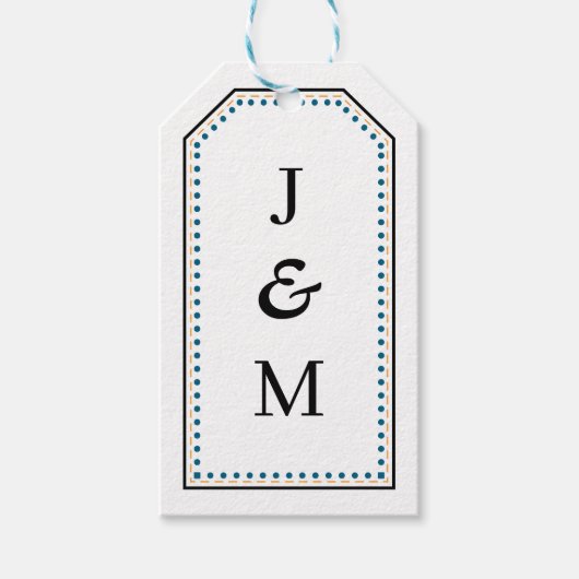 Classic Monogram Wedding Border line Cadeaulabel (Voorkant)