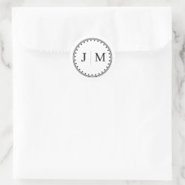 Classic Monogram Wedding Border line Ronde Sticker