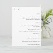 Classic Monogram White Black Script Custom Weddens Menu (Staand voorkant)