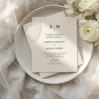 Classic Monogram White QR Code 4 Photo Wedding Flyer