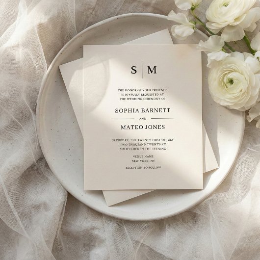 Classic Monogram White QR Code 4 Photo Wedding Flyer