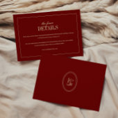 Classic Monogram Wine Red Wedding Details Informatiekaartje