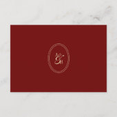 Classic Monogram Wine Red Wedding Details Informatiekaartje (Achterkant)