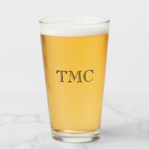 Classic Monogram Zwart INITIALEN Bruiloft Barware Glas
