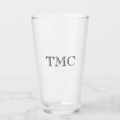 Classic Monogram Zwart INITIALEN Bruiloft Barware Glas (Voorkant)