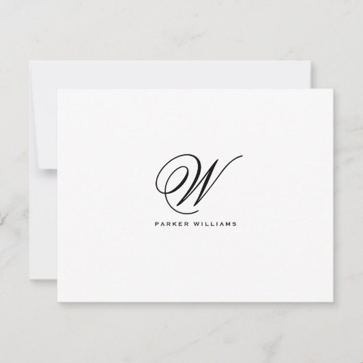 Classic Monogramme formalisé Carte de remerciement (Devant)