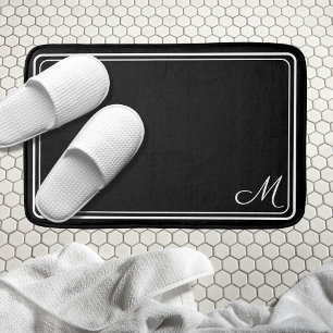 Classic Monogrammed Black and White Hotel Chic Badmat