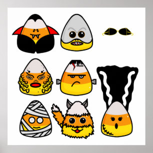 Classic Monstres Hollywood Candy Corn Poster