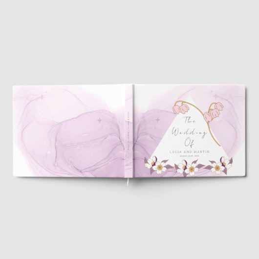 Classic Mooie Paarse Lotus en Kleur Bruiloft Gastenboek (Volledig)