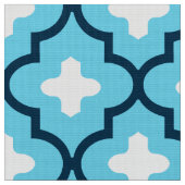 Classic Moroccan Tile, Indigo and Sky Blue Stof (Close Up)