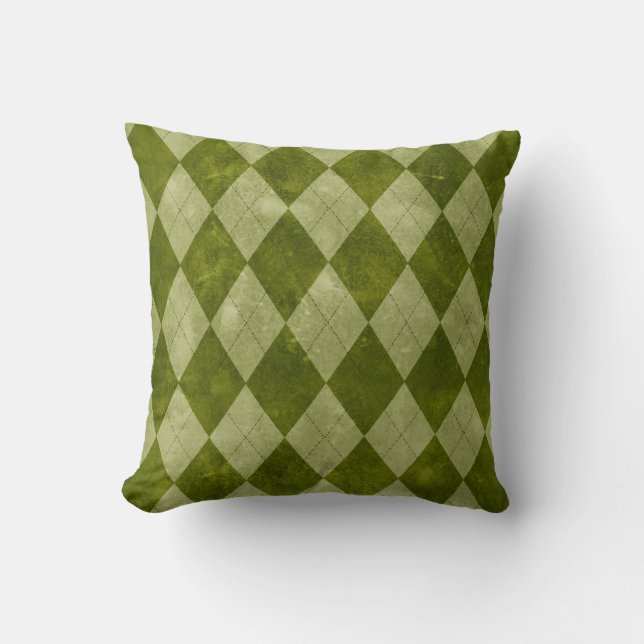 Classic Mossy Green Argyle Geometric Pattern Kussen (Voorkant)