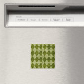 Classic Mossy Green Argyle Geometric Pattern Magneet (Insitu (Vaatwasser))