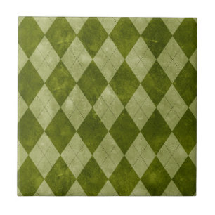 Classic Mossy Green Argyle Geometric Pattern Tegeltje