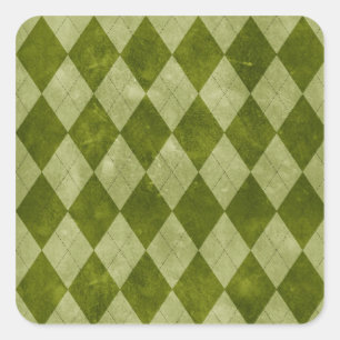 Classic Mossy Green Argyle Geometric Pattern Vierkante Sticker