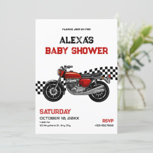 Classic motorfiets baby shower kaart