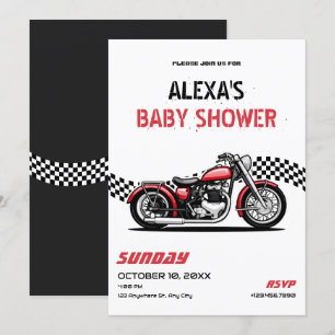 Classic motorfiets baby shower kaart