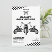Classic motorfiets mechanisch baby shower kaart (Staand voorkant)